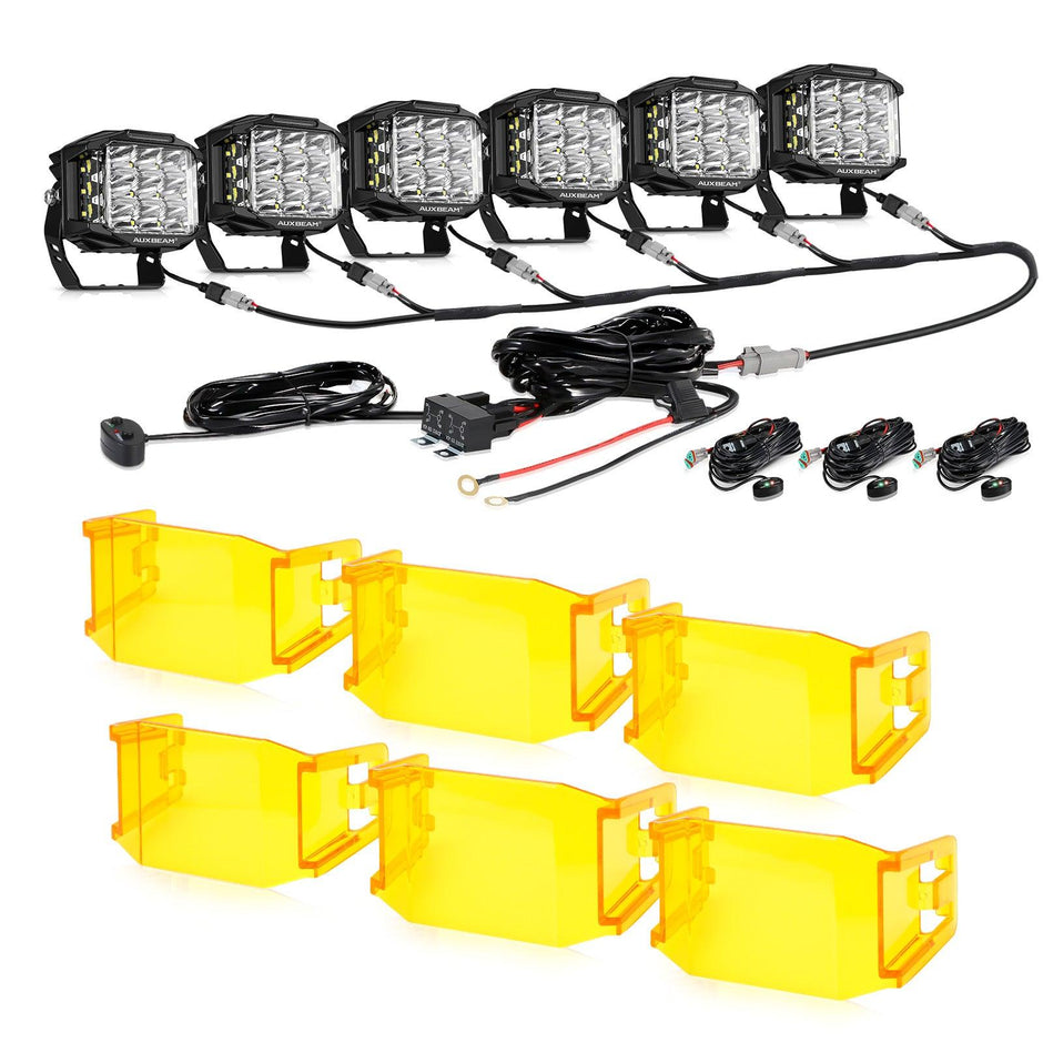 V-max Series 6Pcs Side Shooter Pod Lights with Power Harness