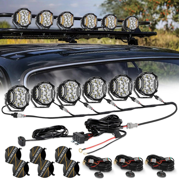 V-ULTRA Series 6/8 Pcs 5 Inch 172W LED Side Shooter Amber DRL with Power Harness