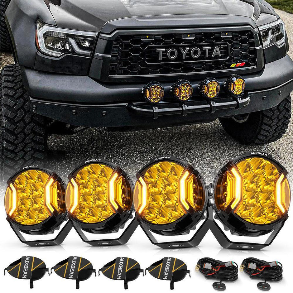V-ULTRA Series  3/5/7/9 Inch LED Side Shooter Amber/White Pod Lights with Amber DRL