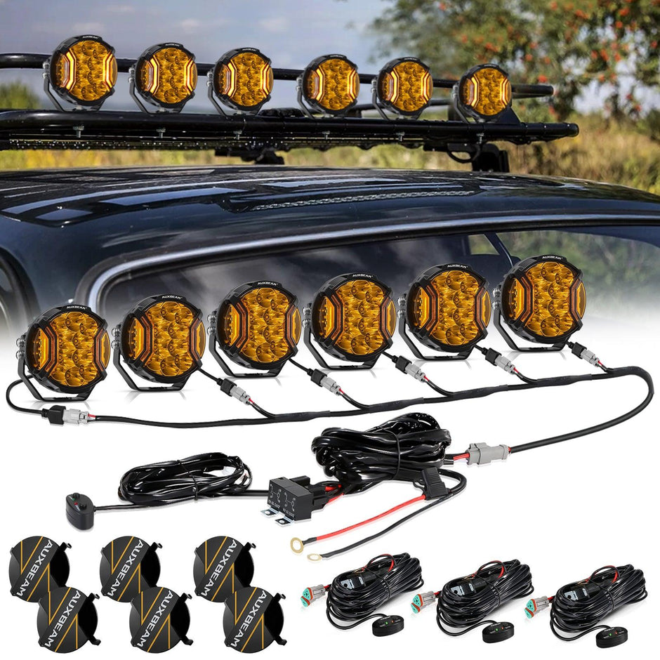 V-ULTRA Series 6/8 Pcs 5 Inch 172W LED Side Shooter Amber DRL with Power Harness