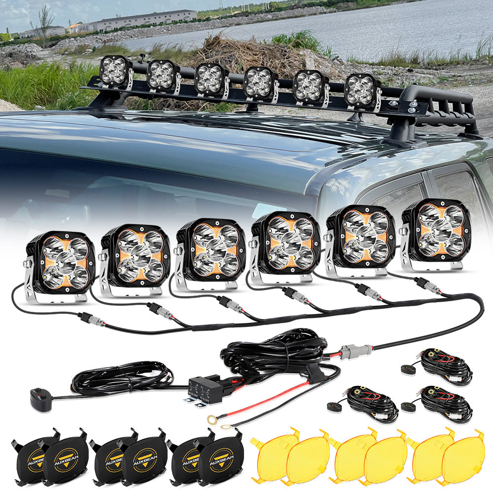 XP-ULTRA Series 4.5 Inch 128W 15200LM Spot Beam LED Pod Lights Off Road Lights with Amber DRL
