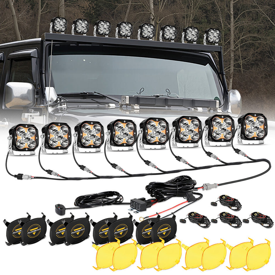 XP-ULTRA Series 4.5 Inch 128W 15200LM Spot Beam LED Pod Lights Off Road Lights with Amber DRL