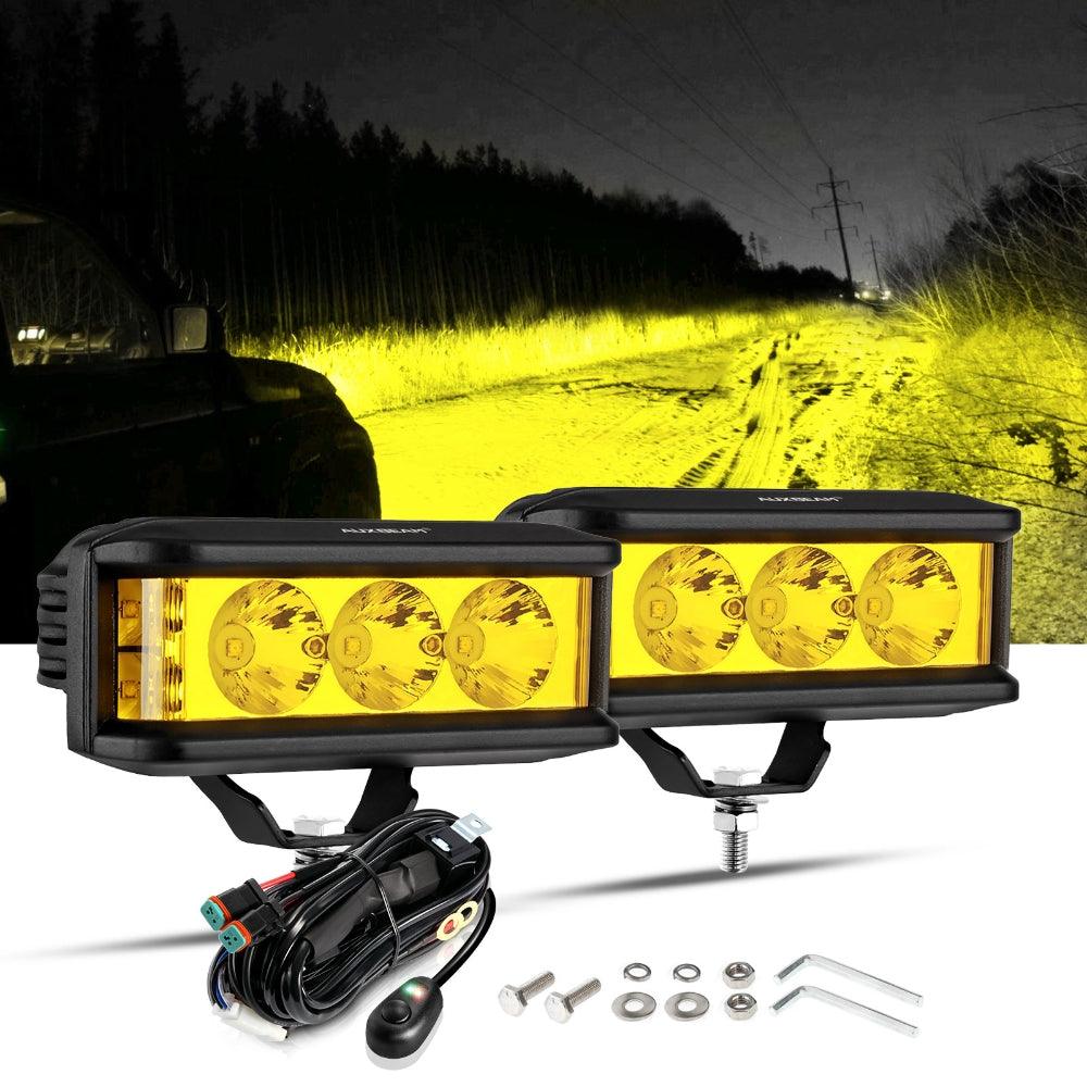 R5 Series | 5 Inch 68W Amber Square Side Shooter Spot Beam LED Pod Lights LED Light Bar