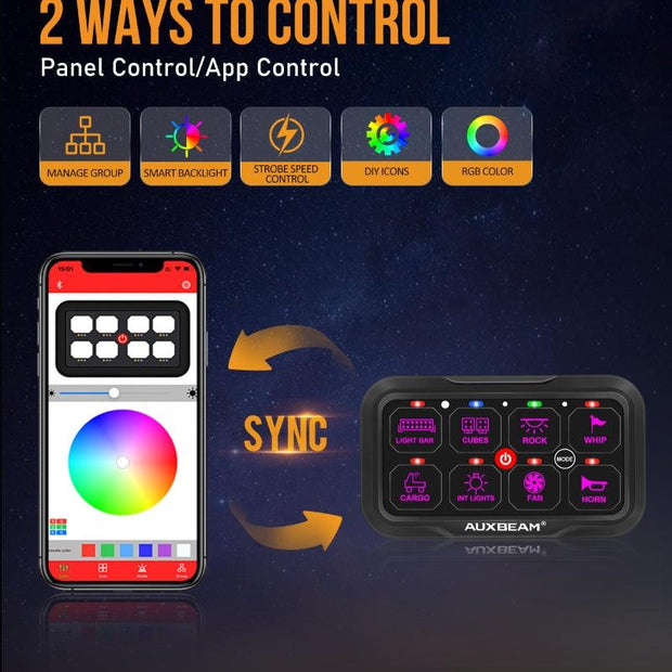 AUXBEAM AR-800 RGB Switch Panel, Off Road Lights Controller