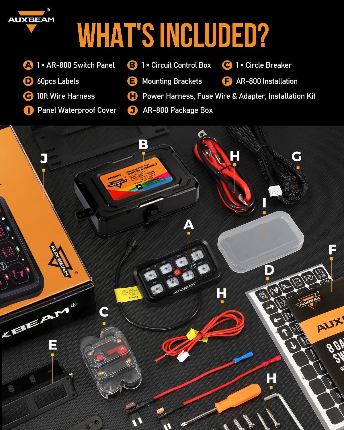 AR-800 Multifunction RGB Switch Panel with Bluetooth Controlled & 47 Inch Extension Cable(Optional) for Polaris RZR XP Turbo / Turbo S 2016 2017 2018 2019 2020 2021