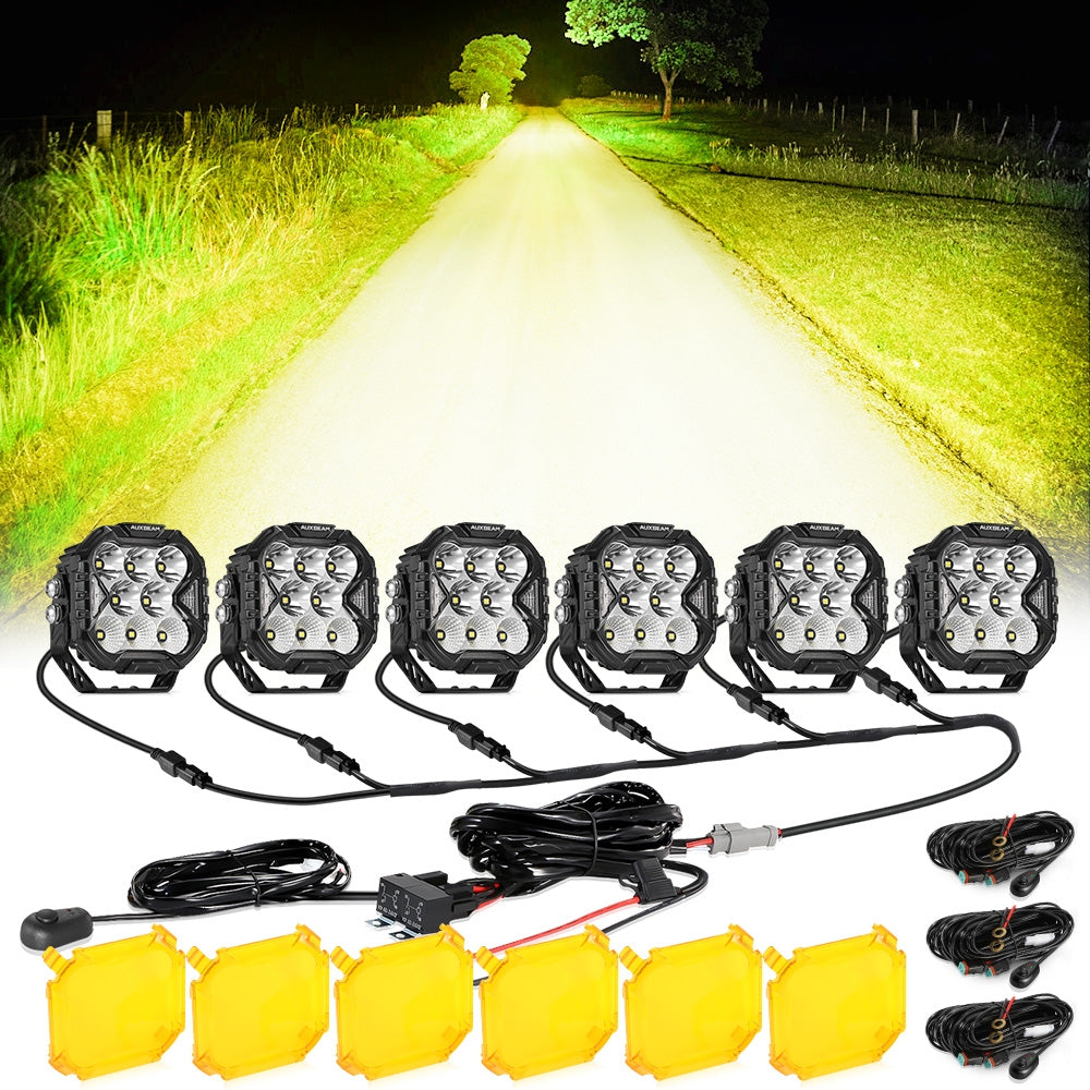 CUBE-Z Series 4 Inch LED Pod Lights Off Road Lights with White DRL & Amber Turn Signal Lights