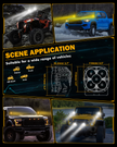XP-ULTRA Series 4.5 Inch 128W 15200LM Spot Beam LED Pod Lights Off Road Lights with Amber DRL