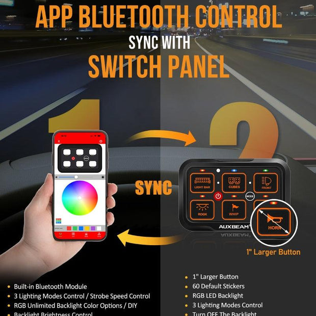 AR-600 RGB Switch Panel with APP, Toggle/ Momentary/ Pulsed Mode Supported
