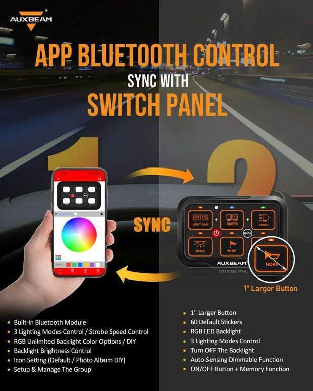 AR Series 6 Gang (AR-600) RGB Switch Panel with APP, Toggle/ Momentary/ Pulsed Mode Supported (One-Side Output))