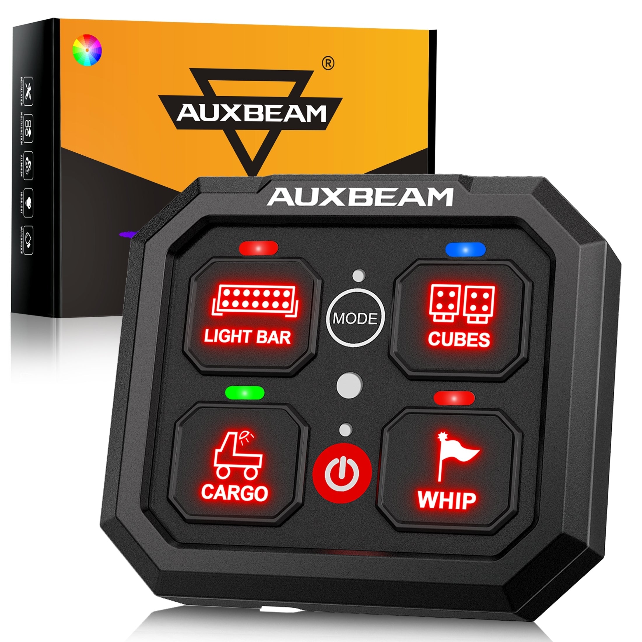 RGB Series 4 Gang (RA40) Switch Panel, Toggle/ Momentary/ Pulsed Mode Supported (One-Sided Outlet)