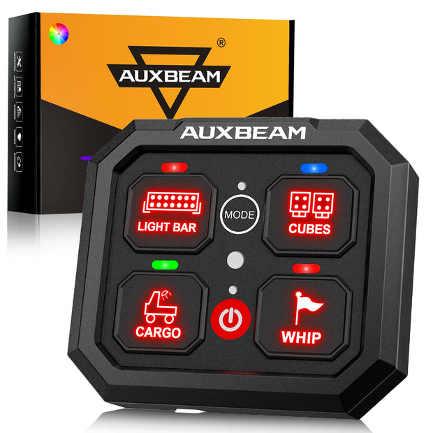 RGB Series 4 Gang (RA40) Switch Panel, Toggle/ Momentary/ Pulsed Mode Supported (One-Sided Outlet)