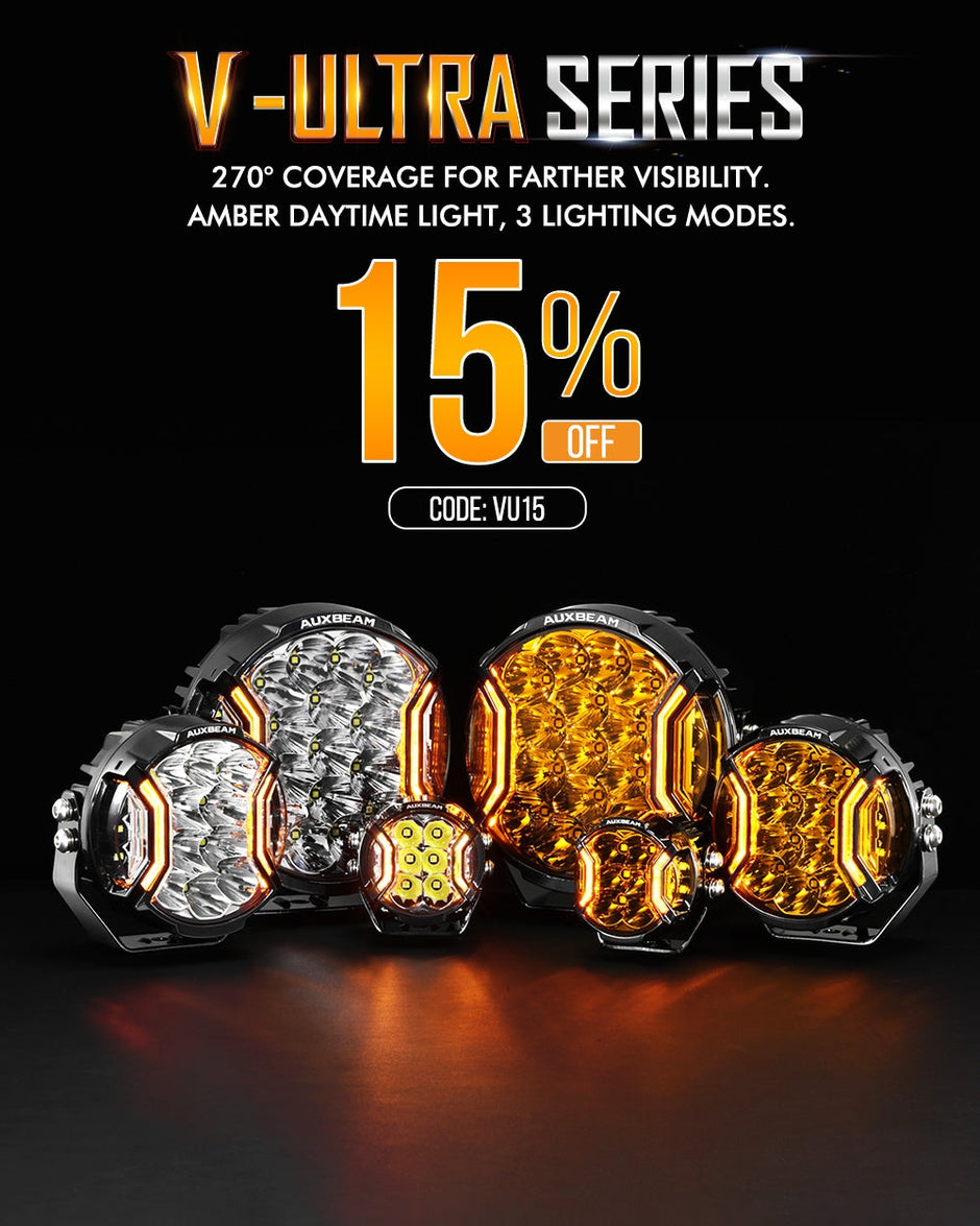 V-ULTRA Series LED Side Shooter Amber/White Pod Lights with Amber DRL