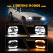 (2pcs/set)Starlight Flow Series 7x6 Inch Sealed Beam LED Headlights with Hi-Lo Beam & Amber Turn Signal White DRL for JEEP, Trucks, GMC, Chevrolet-Silver