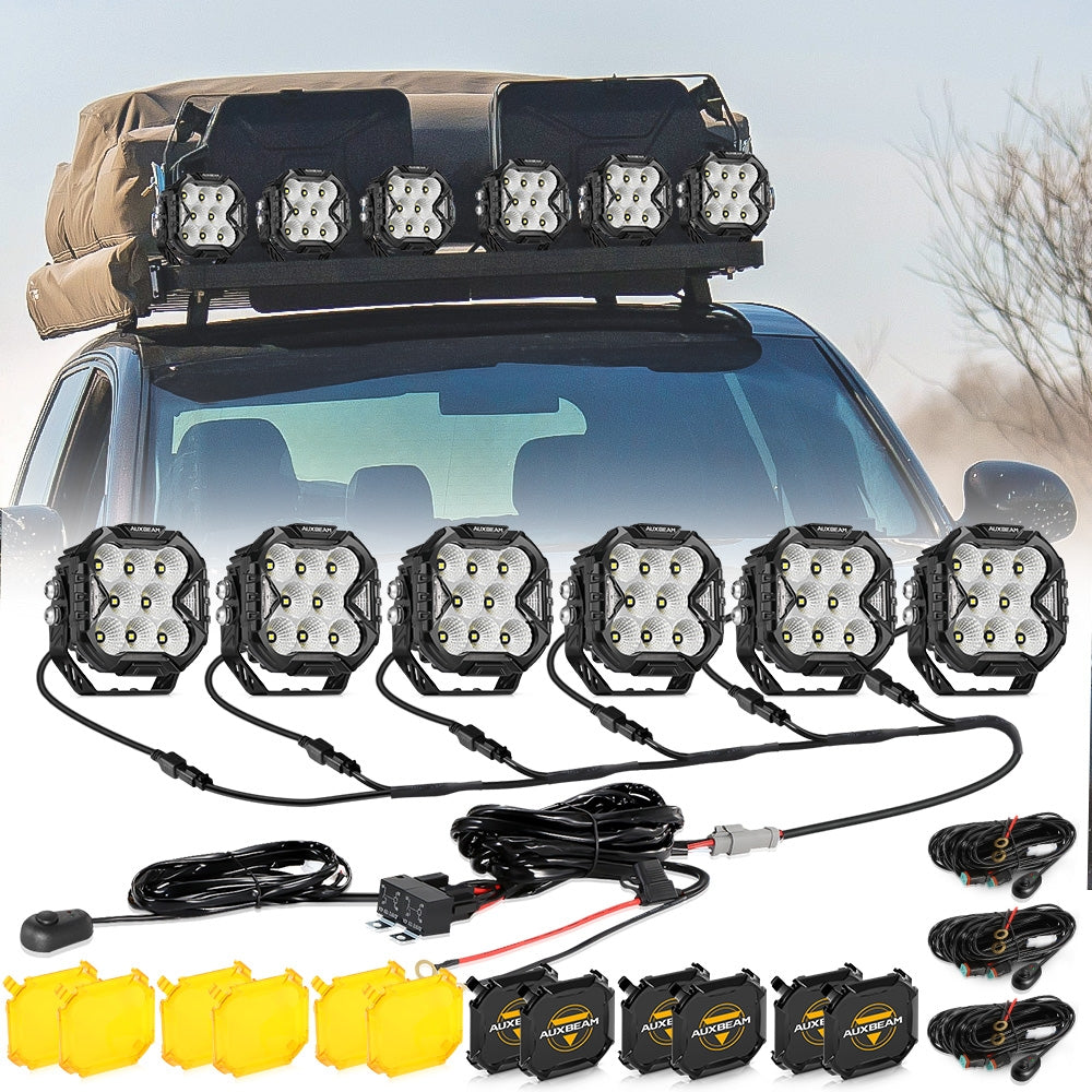 CUBE-Z Series 4 Inch LED Pod Lights Off Road Lights with White DRL & Amber Turn Signal Lights