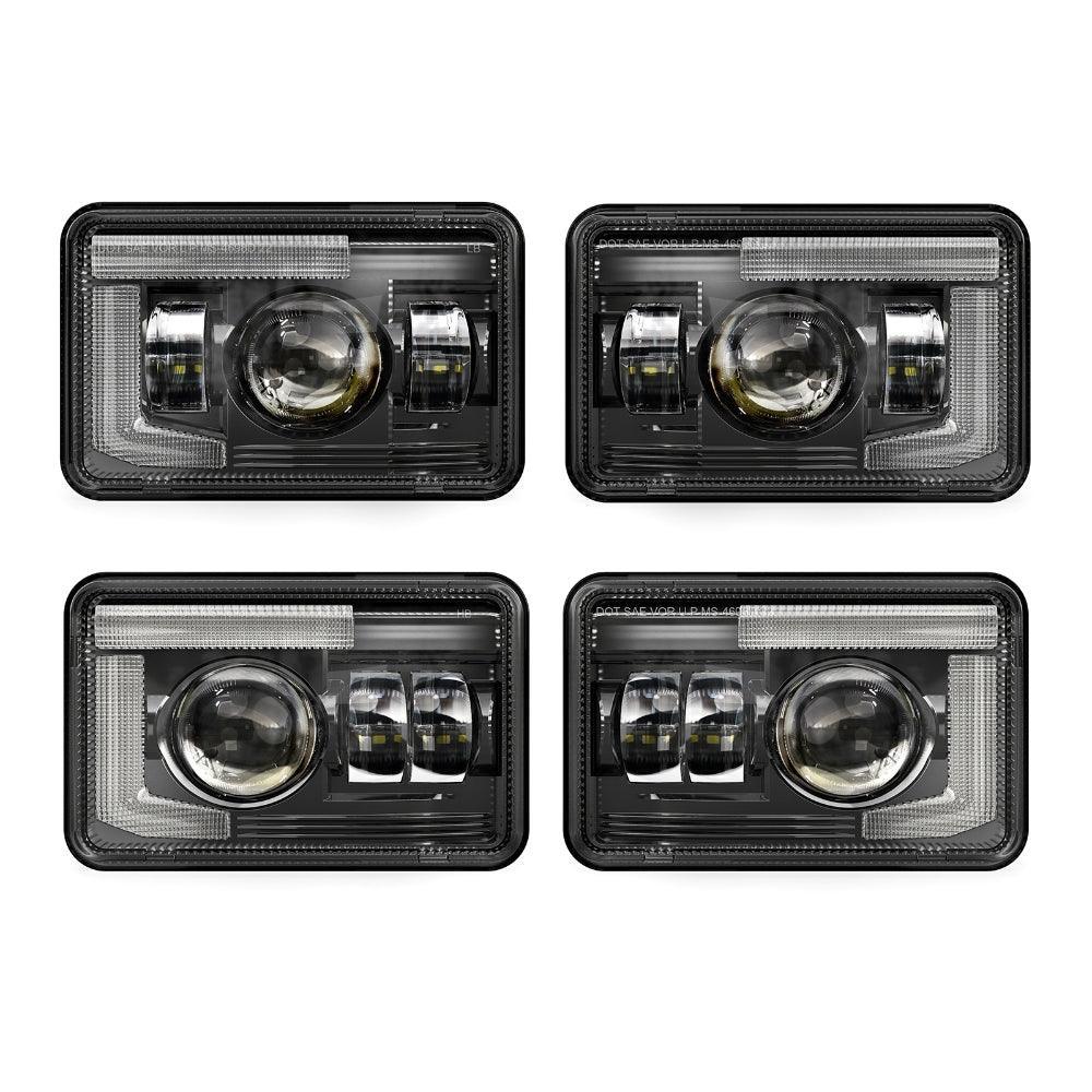 (4pcs/set)4x6 Inch DOT Sealed Beam LED Headlights with DRL For Peterbilt Kenworth Freightinger Ford Chevrolet
