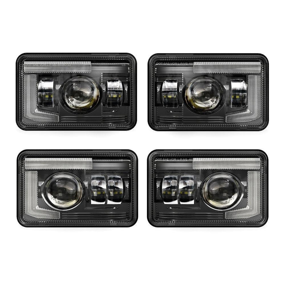 (4pcs/set)4x6 Inch DOT Sealed Beam LED Headlights with DRL For Peterbilt Kenworth Freightinger Ford Chevrolet