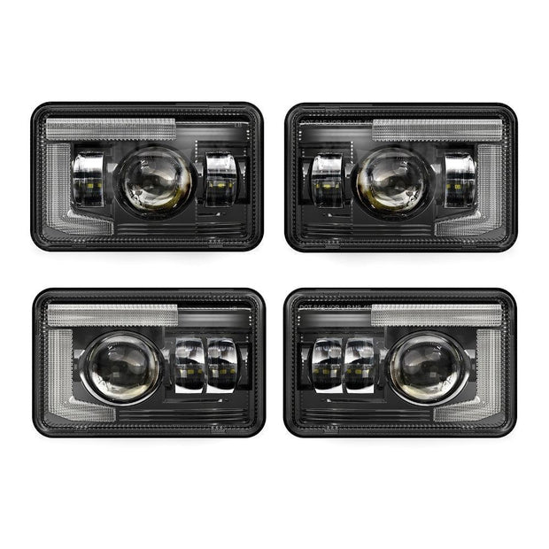 (4pcs/set)4x6 Inch DOT Sealed Beam LED Headlights with DRL For Peterbilt Kenworth Freightinger Ford Chevrolet