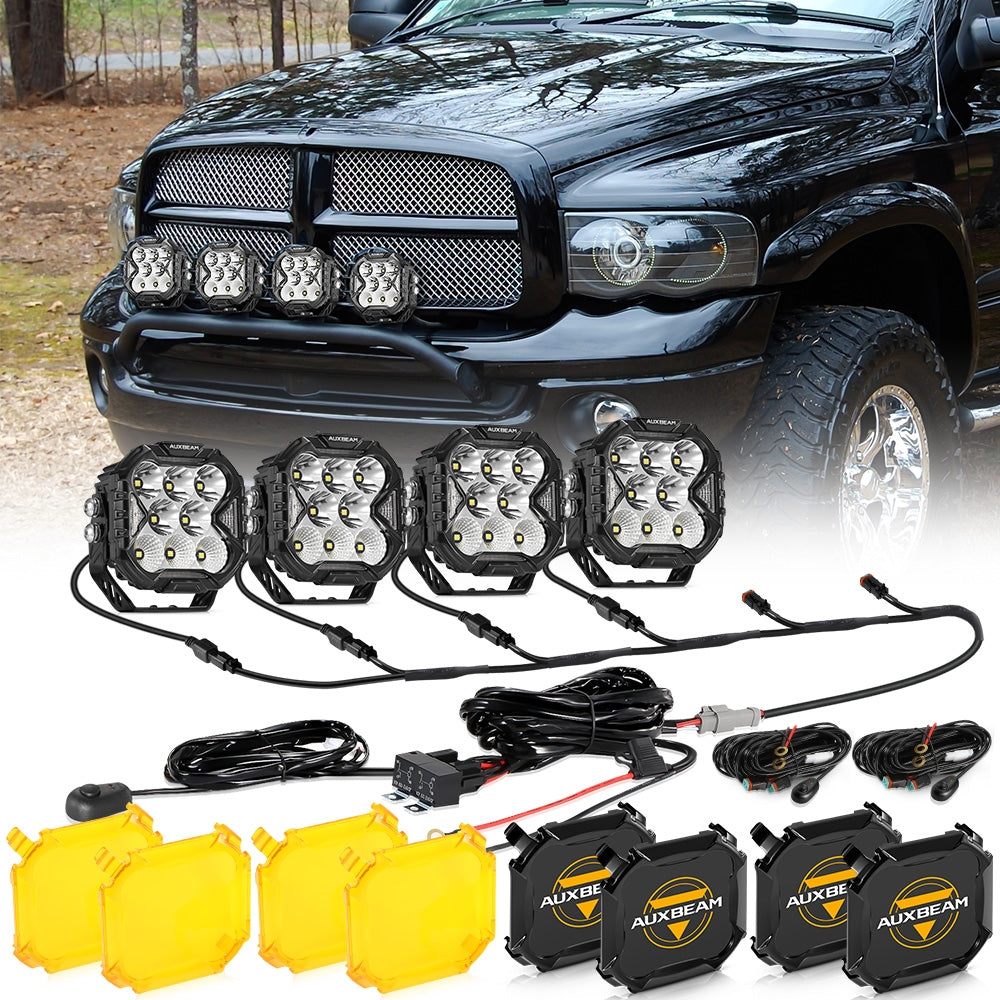 CUBE-Z Series 4 Inch LED Pod Lights Off Road Lights with White DRL & Amber Turn Signal Lights
