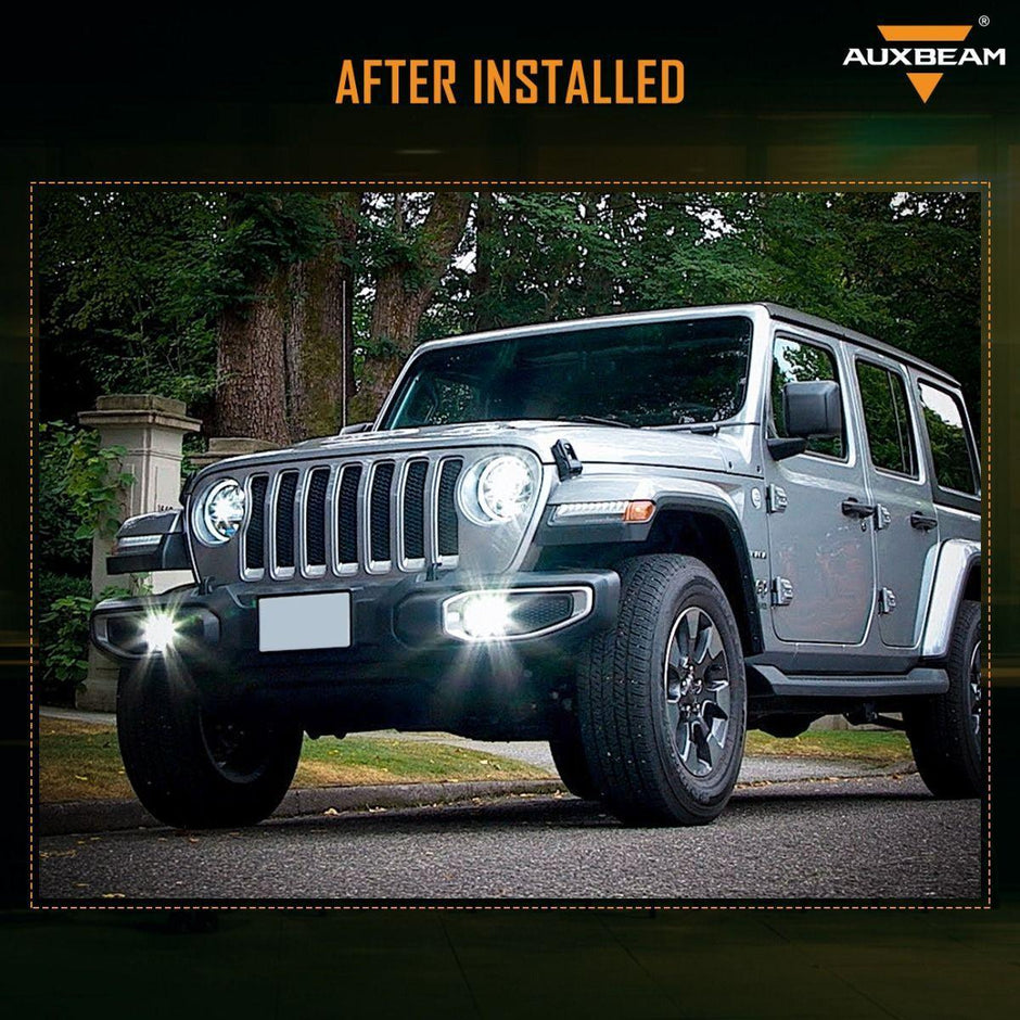 (2pcs/set) 30W 4 Inch LED Fog Lights with Adapter Ring & 2 Brackets for Jeep Wrangler JL JLU 2018 2019 2020 2021, Jeep Gladiator JT 2019 2020 2021