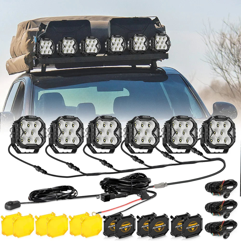 CUBE-Z Series 4 Inch LED Pod Lights Off Road Lights with White DRL & Amber Turn Signal Lights