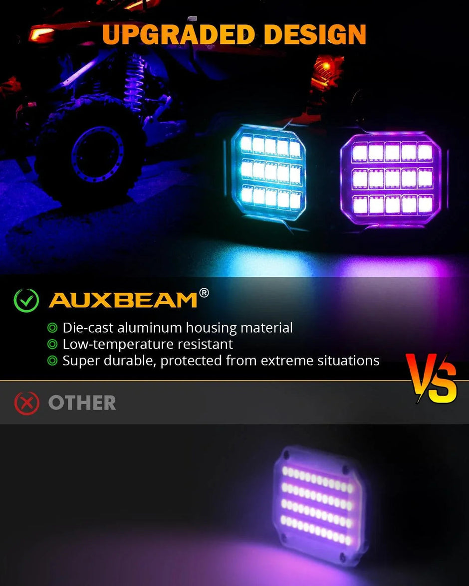 NEW Vibrant Series | Upgraded RGB LED Rock Lights Kit Multicolor Neon Underglow Lights with Bluetooth APP & Remote Control 8PCS/SET