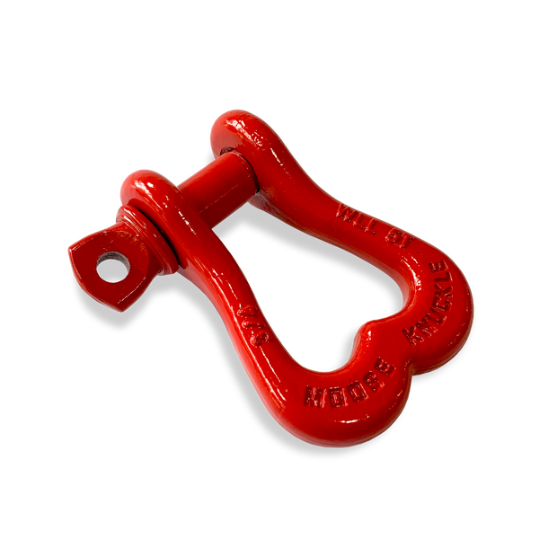 Moose Knuckle XL Flame Red Bow D-Ring 3/4" Shackle for Off-Road Closed Loop 4x4 and SxS Vehicle Recovery