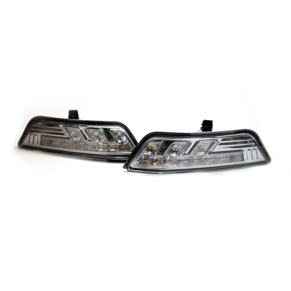 Ford 15-17 Mustang Front Lower Bumper Corner Mounted White LED Running Light & Amber LED Turn Signal - Clear Lens