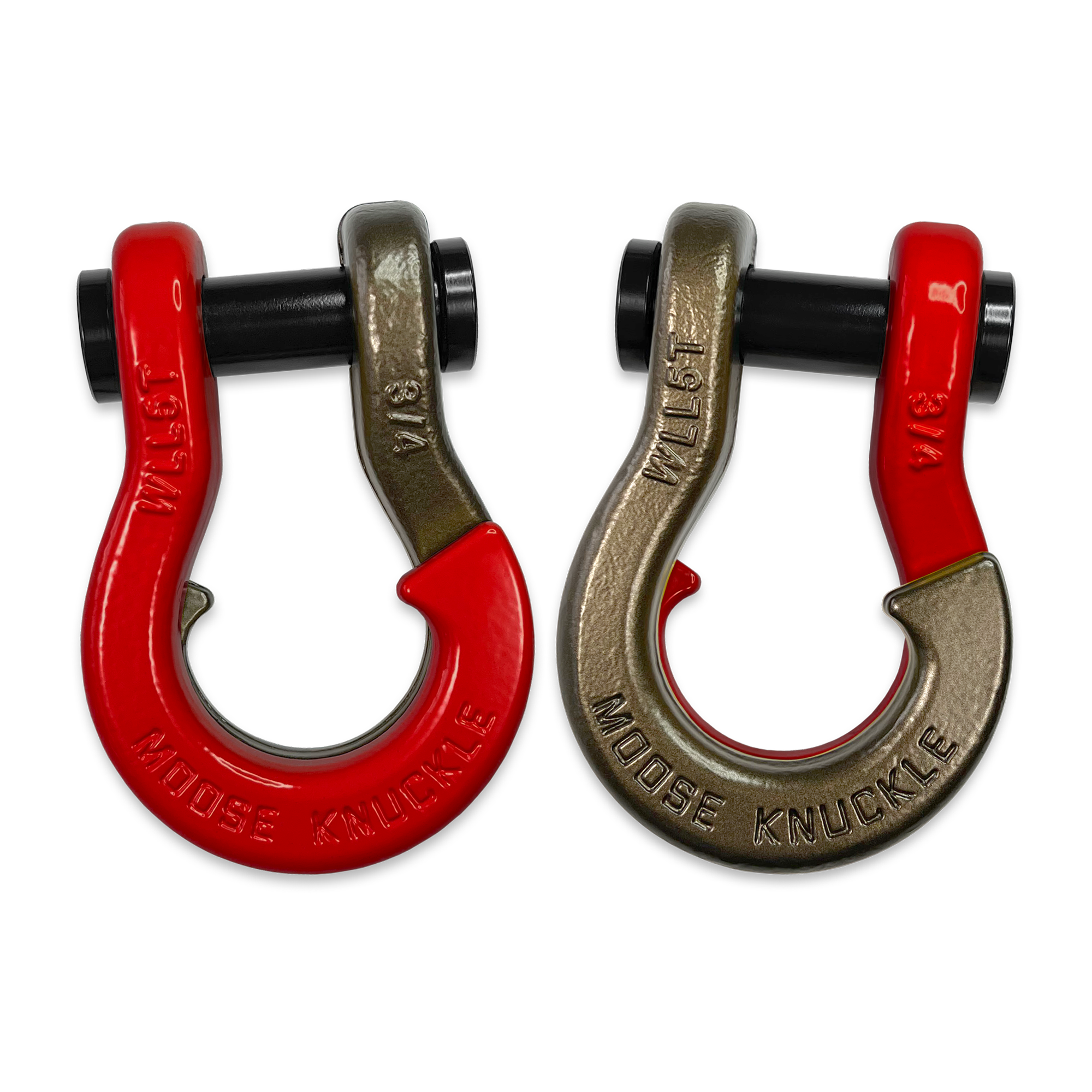 Moose Knuckle's Jowl Recovery Split Shackle 3/4 in Flame Red and Buff Bronze Combo