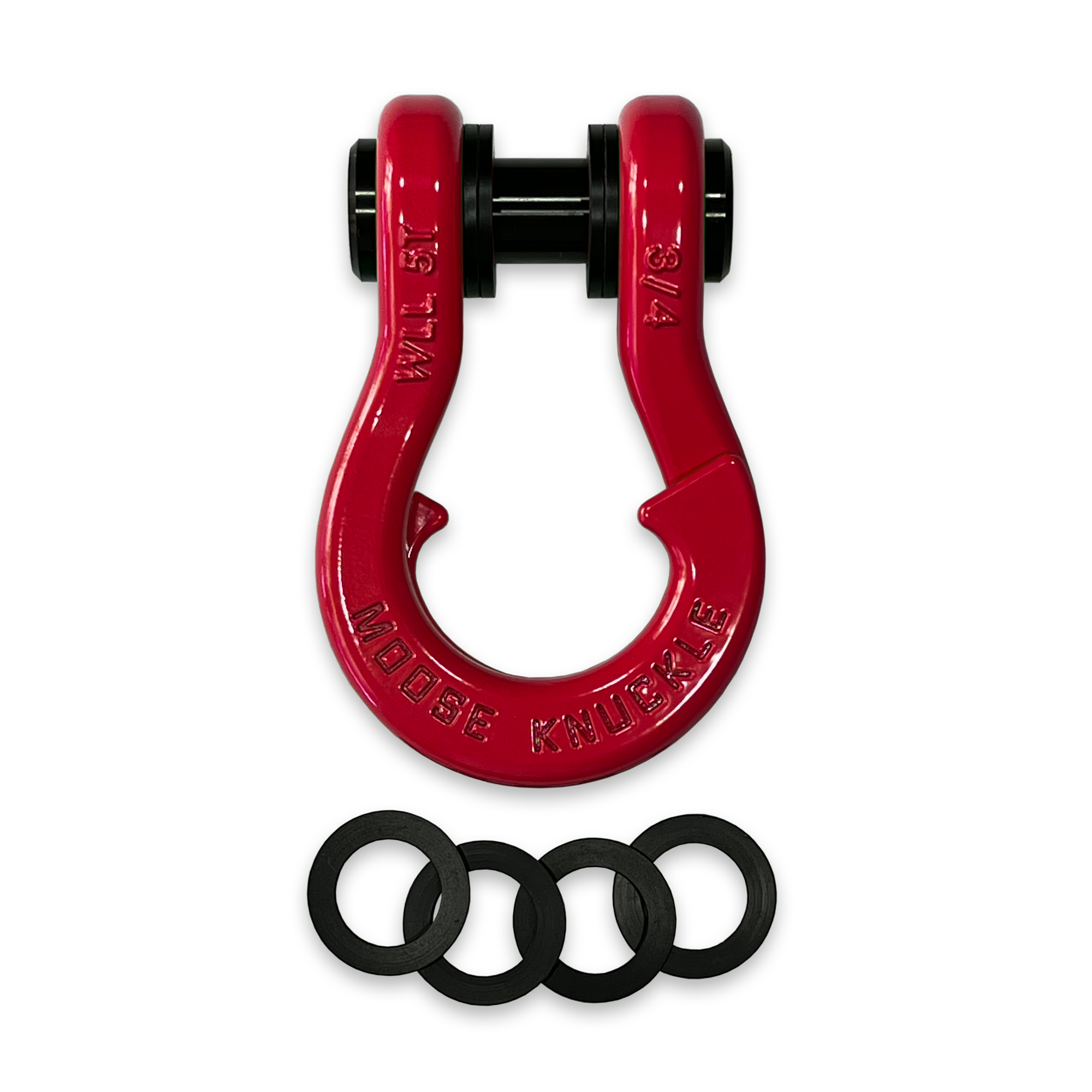 Moose Knuckle's Jowl Recovery Split Shackle 3/4 in Flame Red with 4 washers
