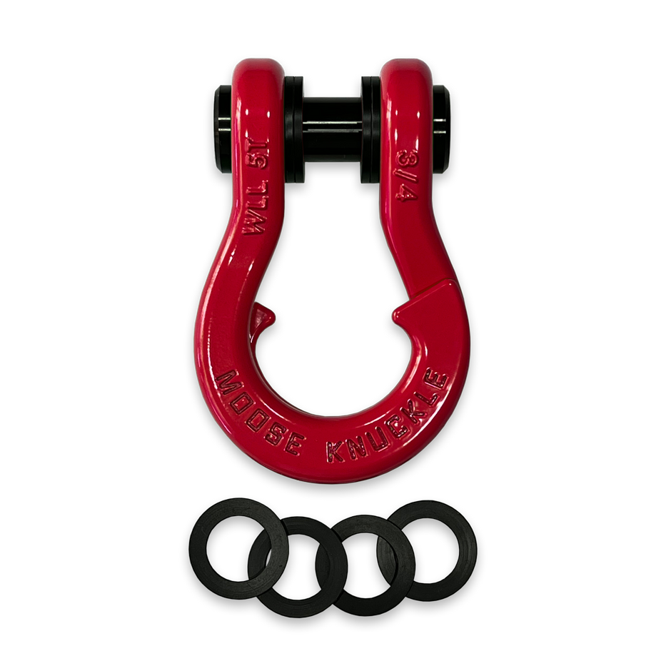 Moose Knuckle's Jowl Recovery Split Shackle 3/4 in Flame Red with 4 washers