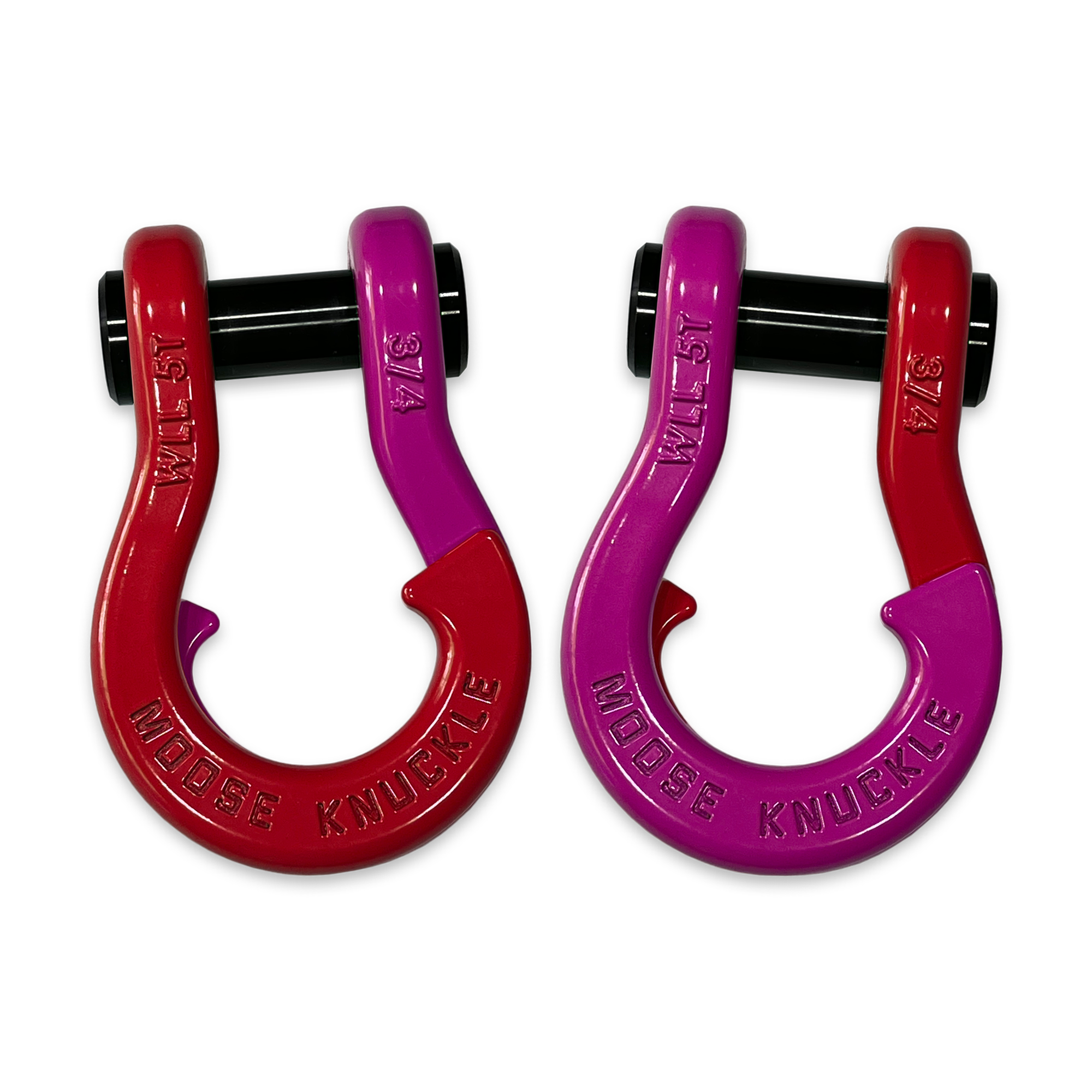 Moose Knuckle's Jowl Recovery Split Shackle 3/4 in Flame Red and POGO Pink Combo