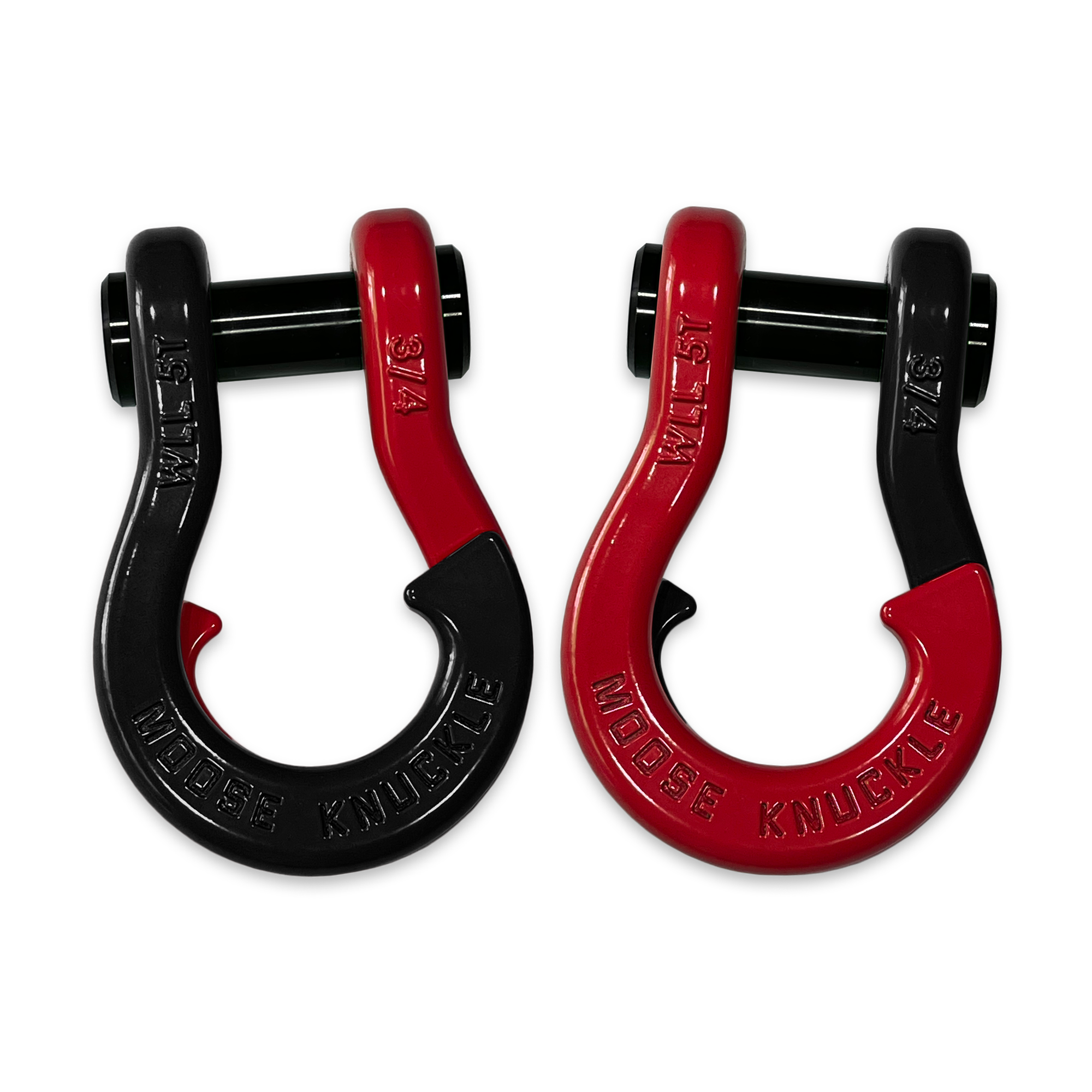 Moose Knuckle's Jowl Recovery Split Shackle 3/4 in Black Hole and Flame Red Combo
