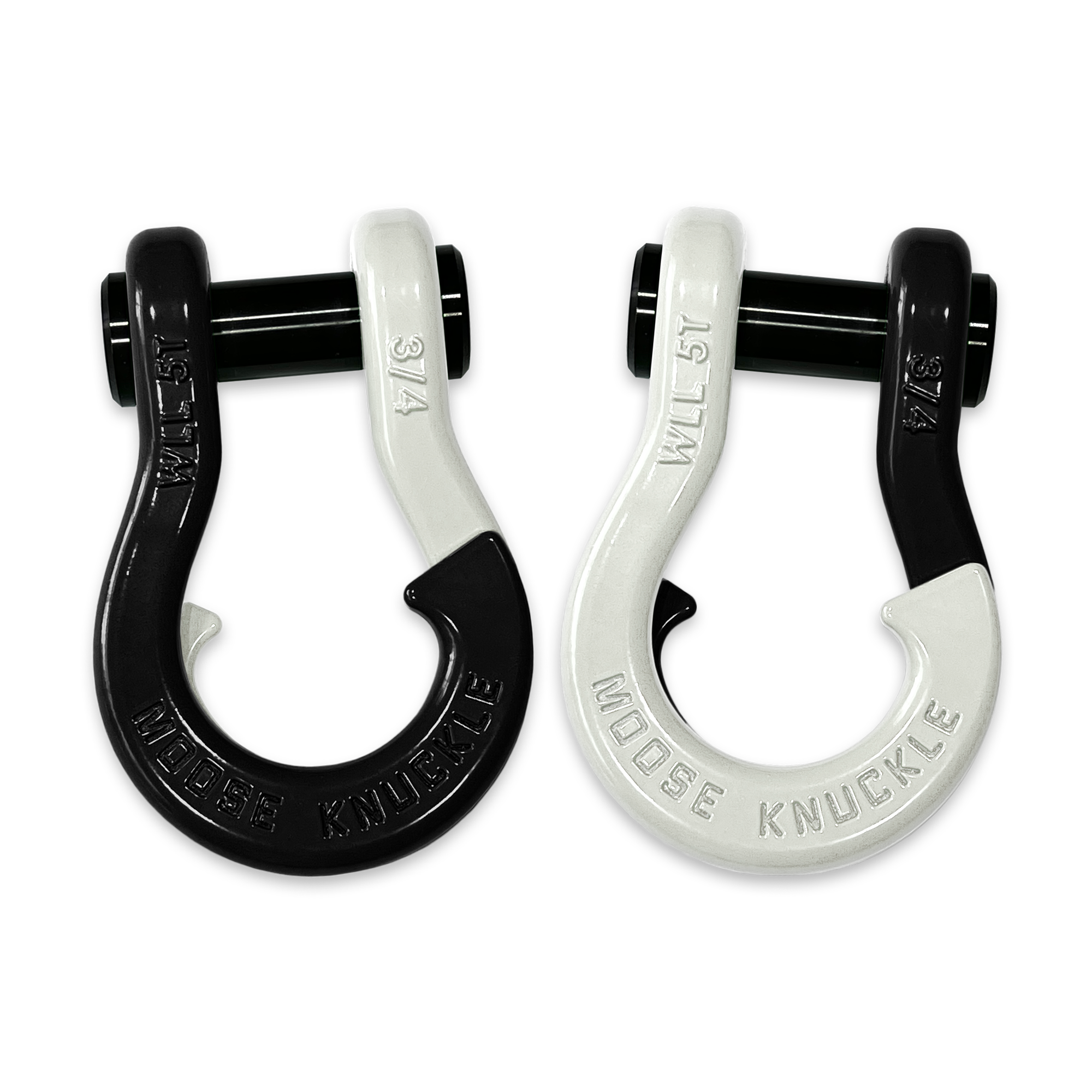 Moose Knuckle's Jowl Recovery Split Shackle 3/4 in Black Hole and Pure White Combo