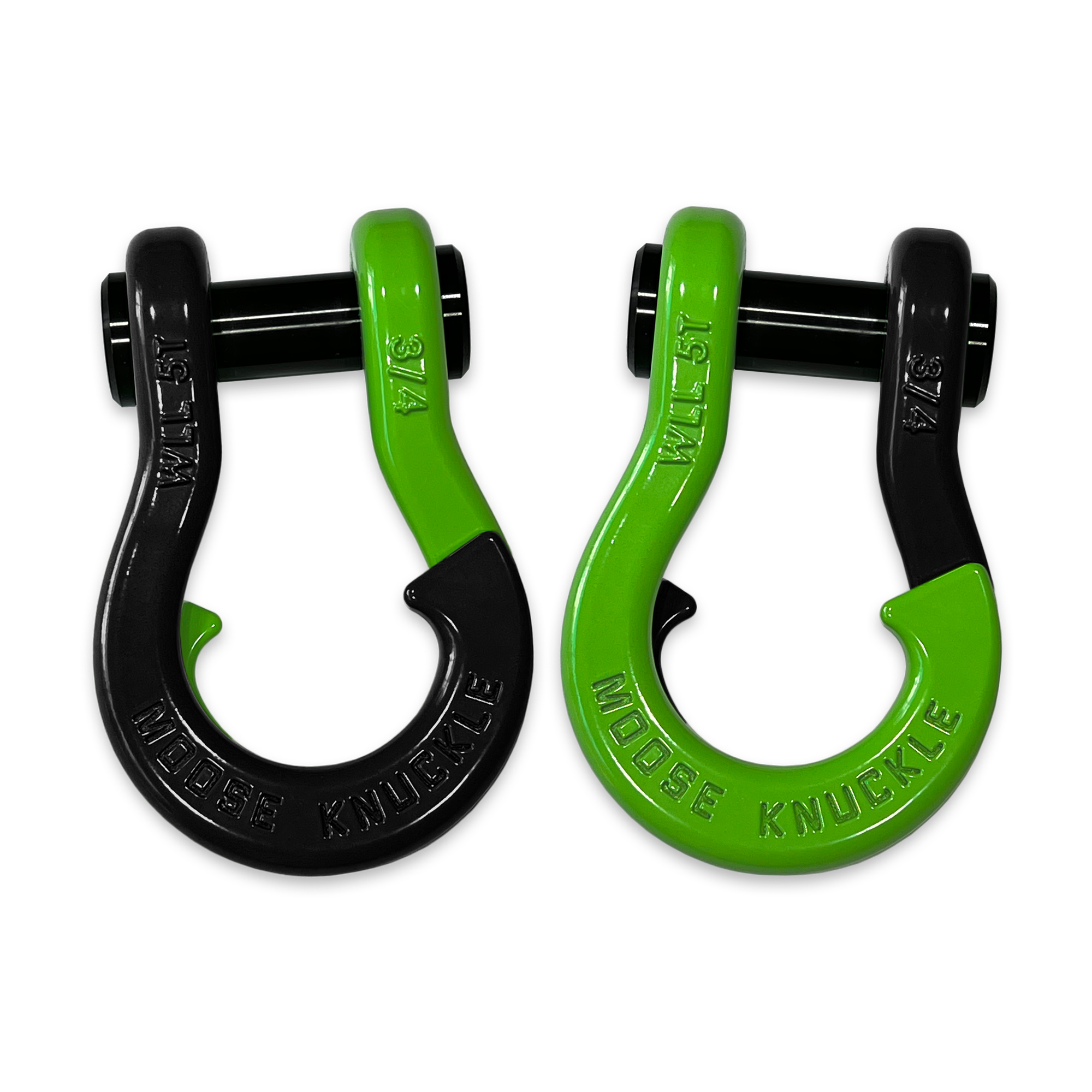 Moose Knuckle's Jowl Recovery Split Shackle 3/4 in Black Hole and Sublime Green Combo