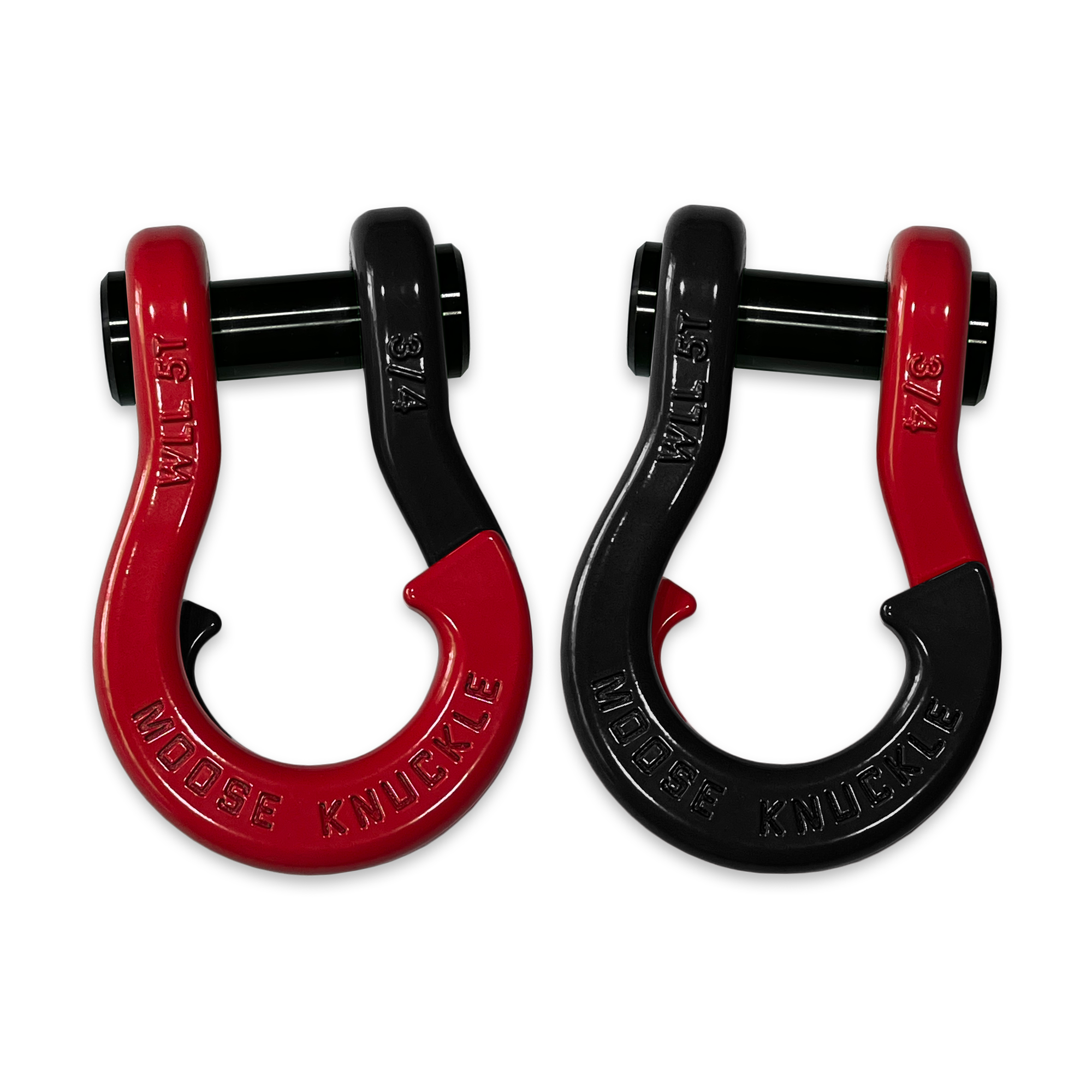 Moose Knuckle's Jowl Recovery Split Shackle 3/4 in Flame Red and Black Hole Combo