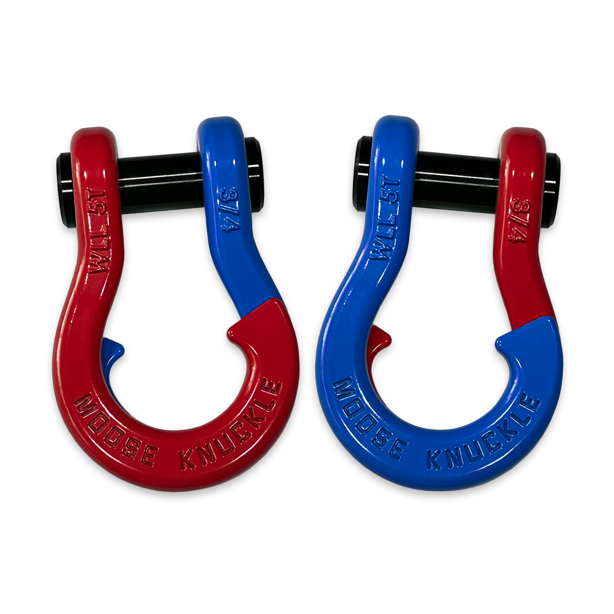 Moose Knuckle's Jowl Recovery Split Shackle 3/4 in Flame Red and Blue Balls Combo