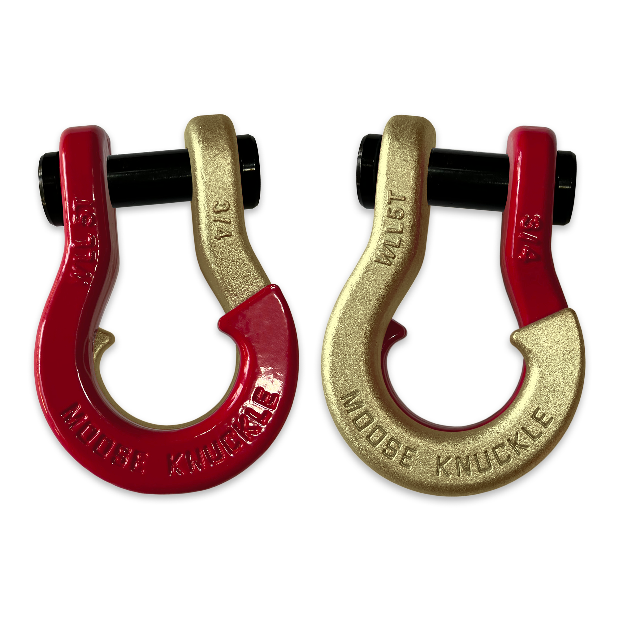 Moose Knuckle's Jowl Recovery Split Shackle 3/4 in Flame Red and Brass Knuckle Combo