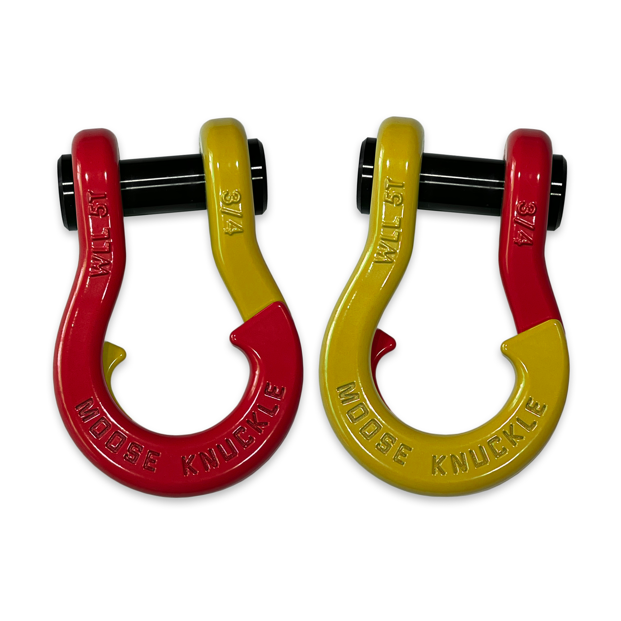 Moose Knuckle's Jowl Recovery Split Shackle 3/4 in Flame Red and Detonator Yellow Combo