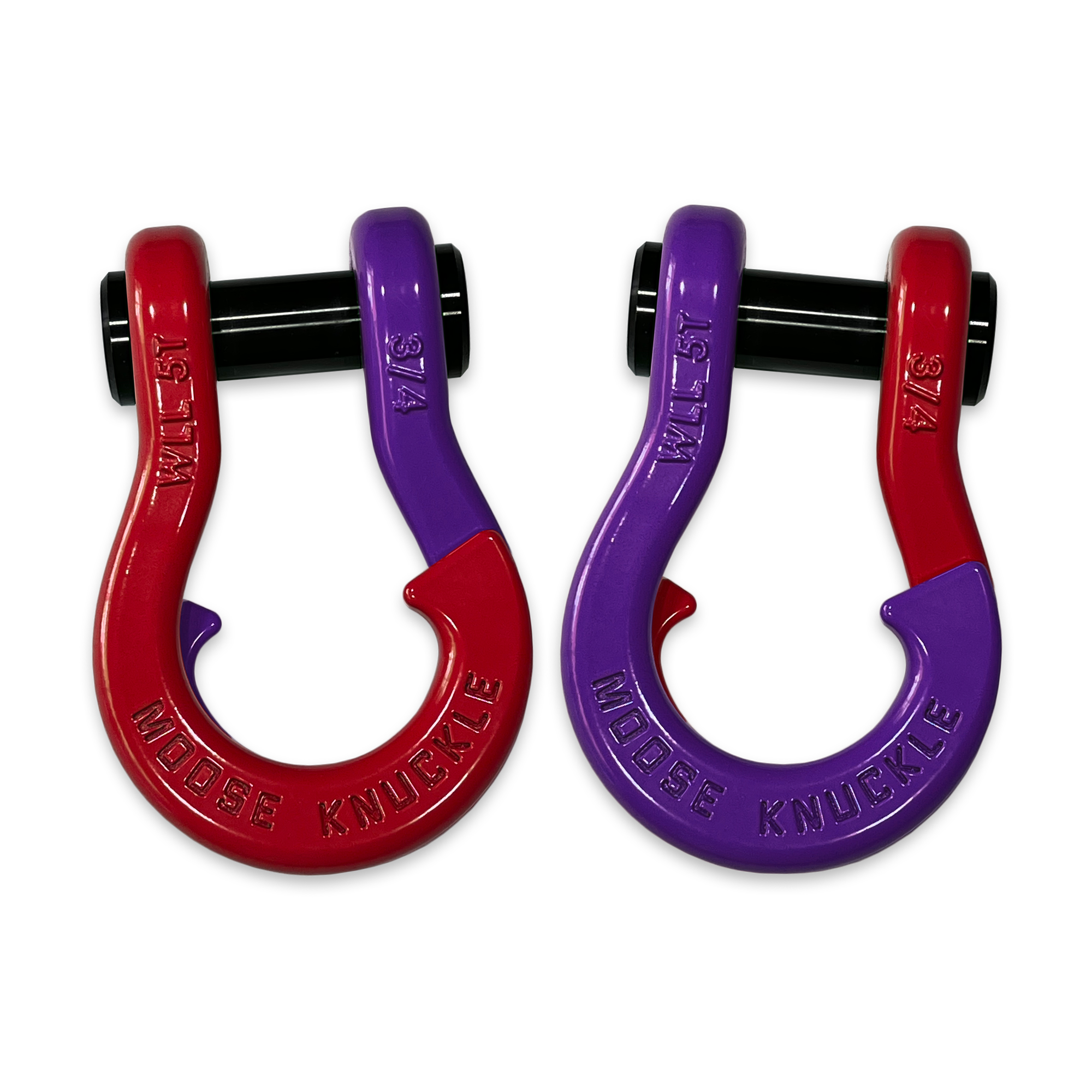 Moose Knuckle's Jowl Recovery Split Shackle 3/4 in Flame Red and Grape Escape Combo