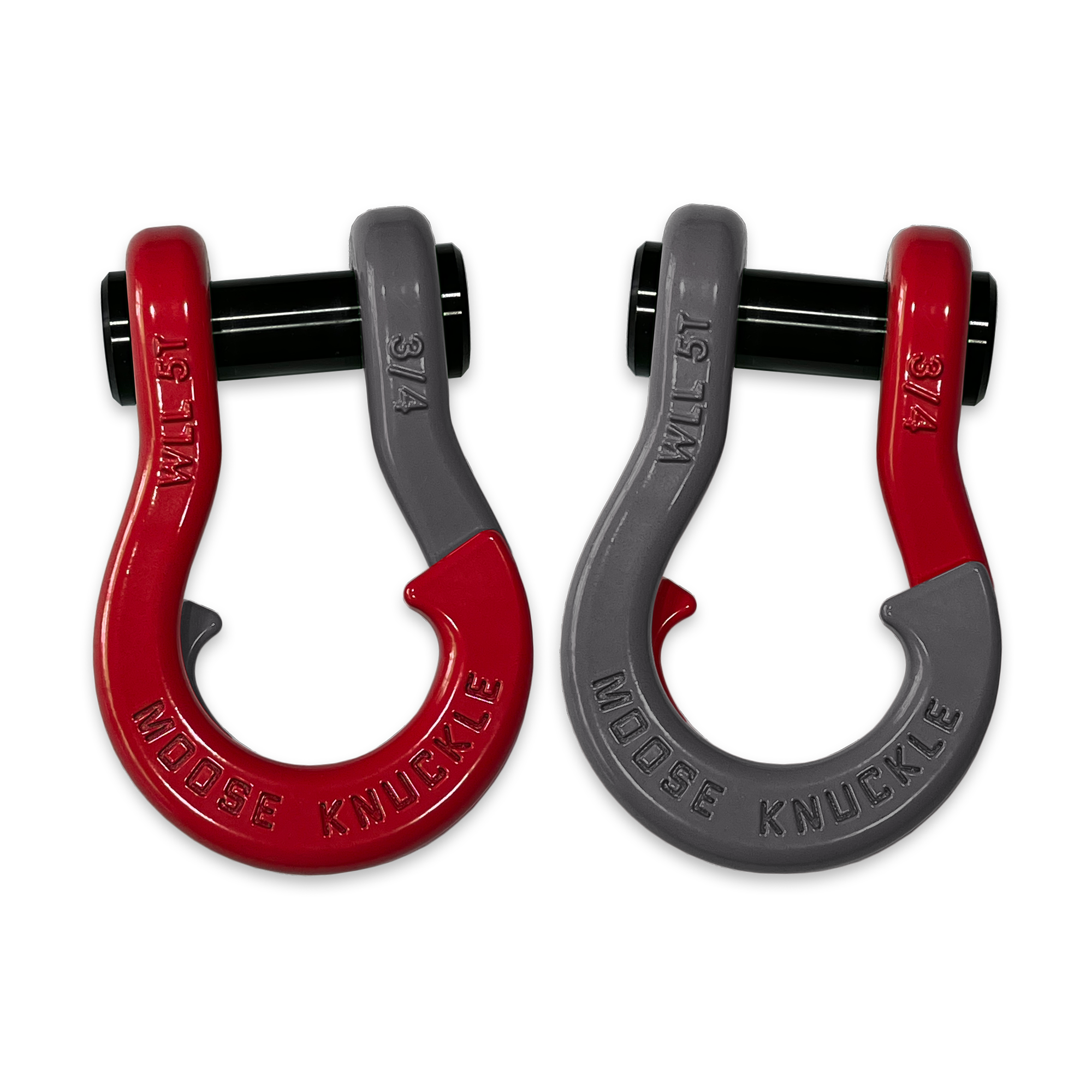 Moose Knuckle's Jowl Recovery Split Shackle 3/4 in Flame Red and Gun Gray Combo