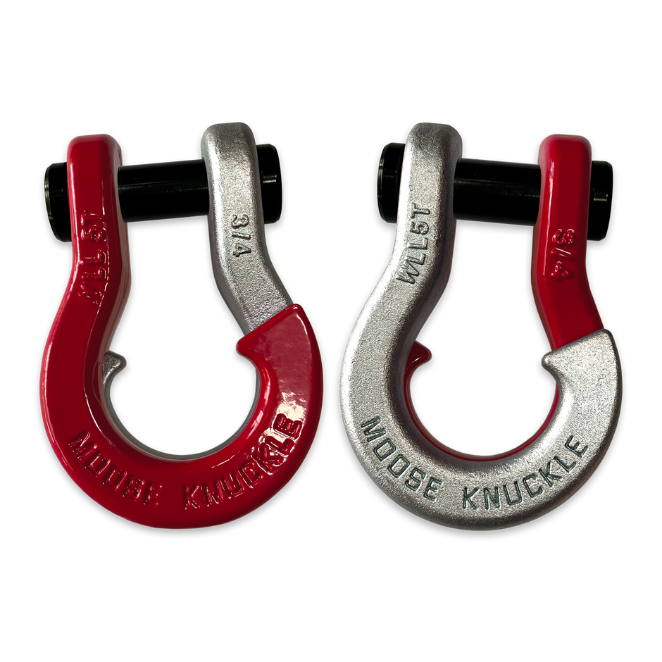 Moose Knuckle's Jowl Recovery Split Shackle 3/4 in Flame Red and Nice Gal Combo