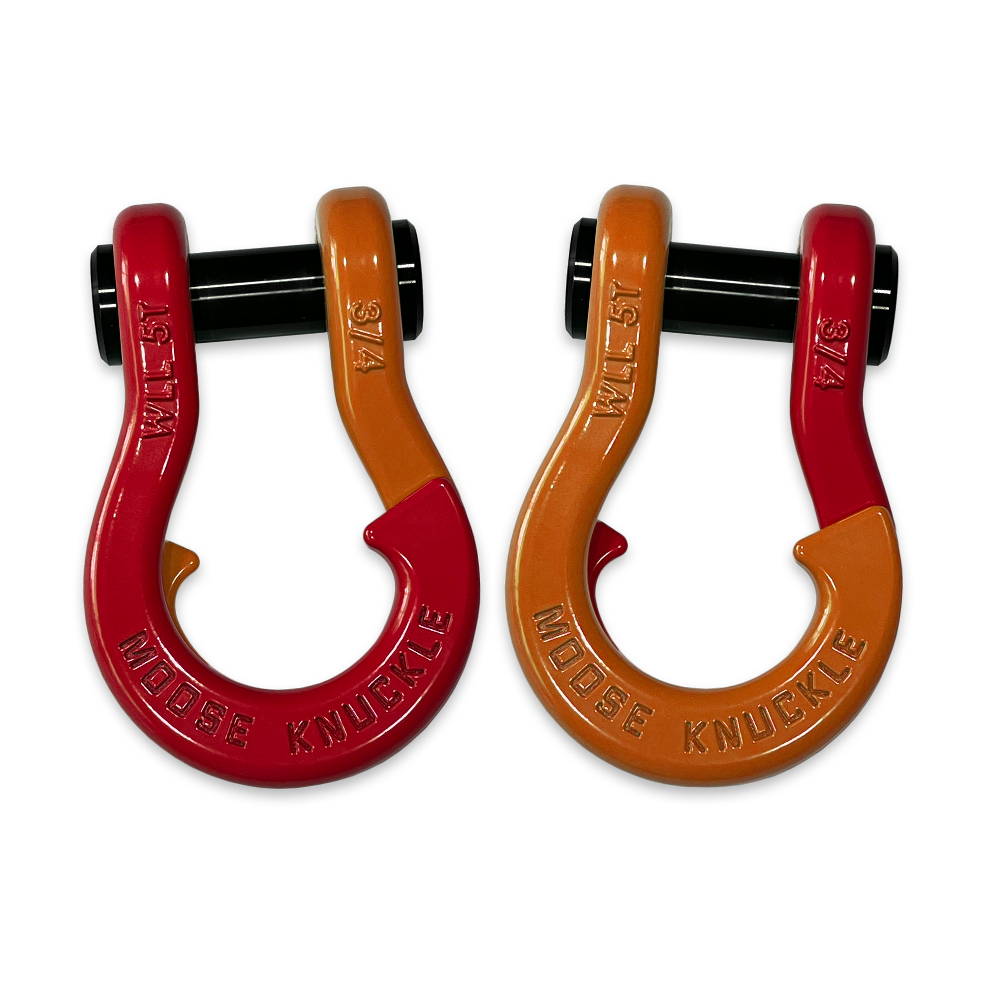 Moose Knuckle's Jowl Recovery Split Shackle 3/4 in Flame Red and Obscene Orange Combo
