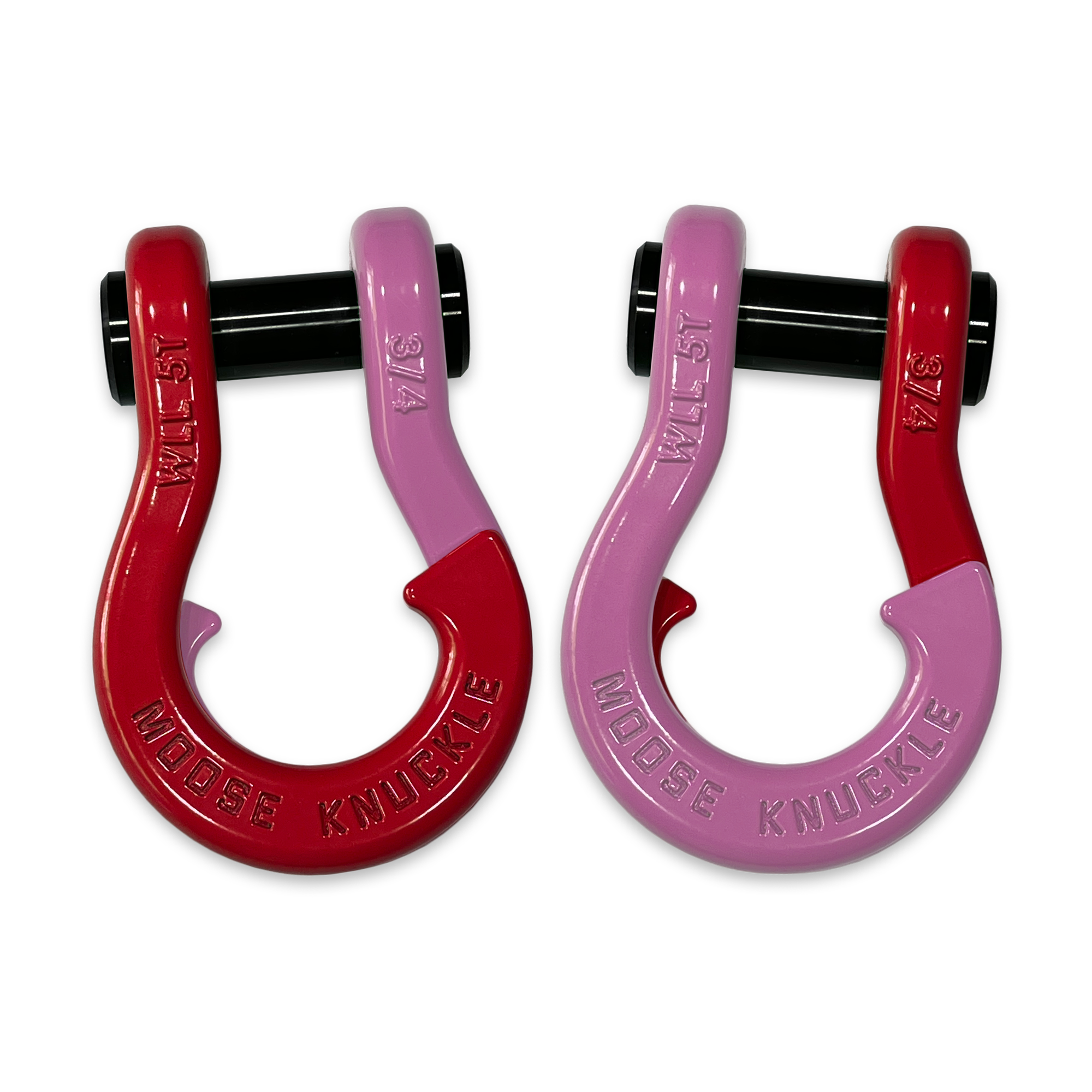 Moose Knuckle's Jowl Recovery Split Shackle 3/4 in Flame Red and Pretty Pink Combo