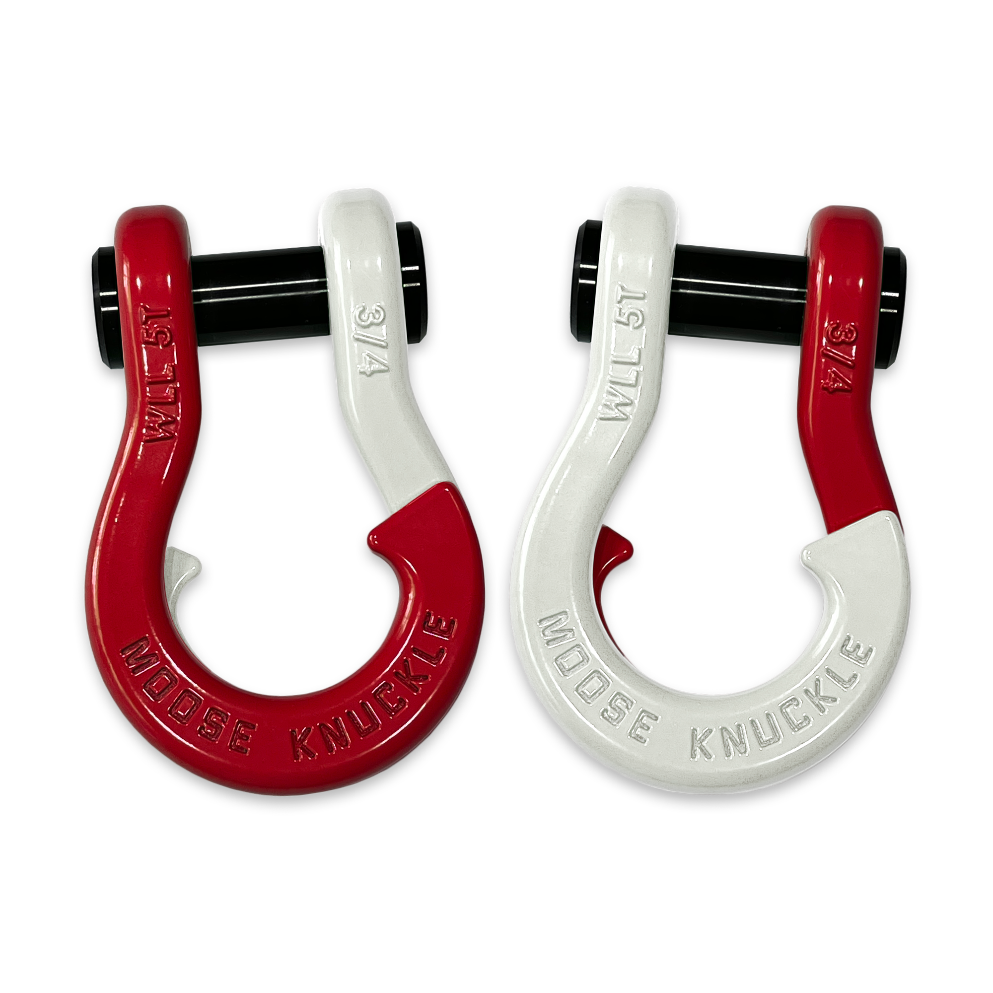 Moose Knuckle's Jowl Recovery Split Shackle 3/4 in Flame Red and Pure White Combo