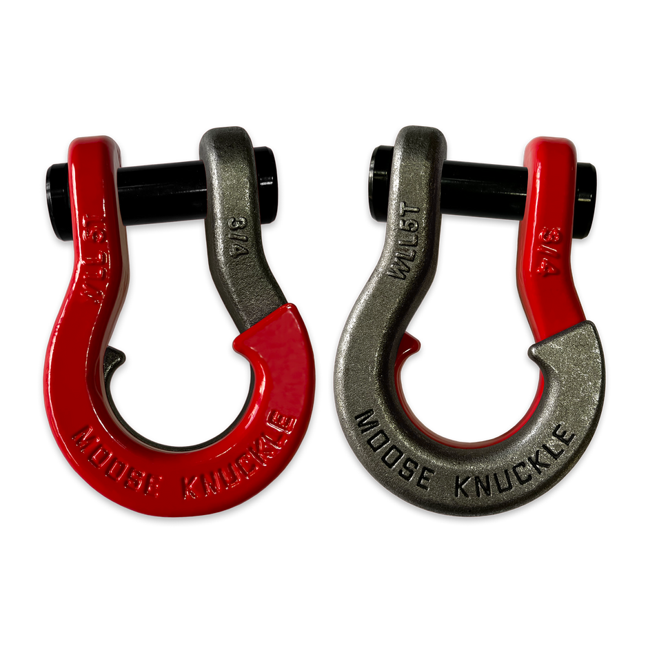 Moose Knuckle's Jowl Recovery Split Shackle 3/4 in Flame Red and Raw Dog Combo