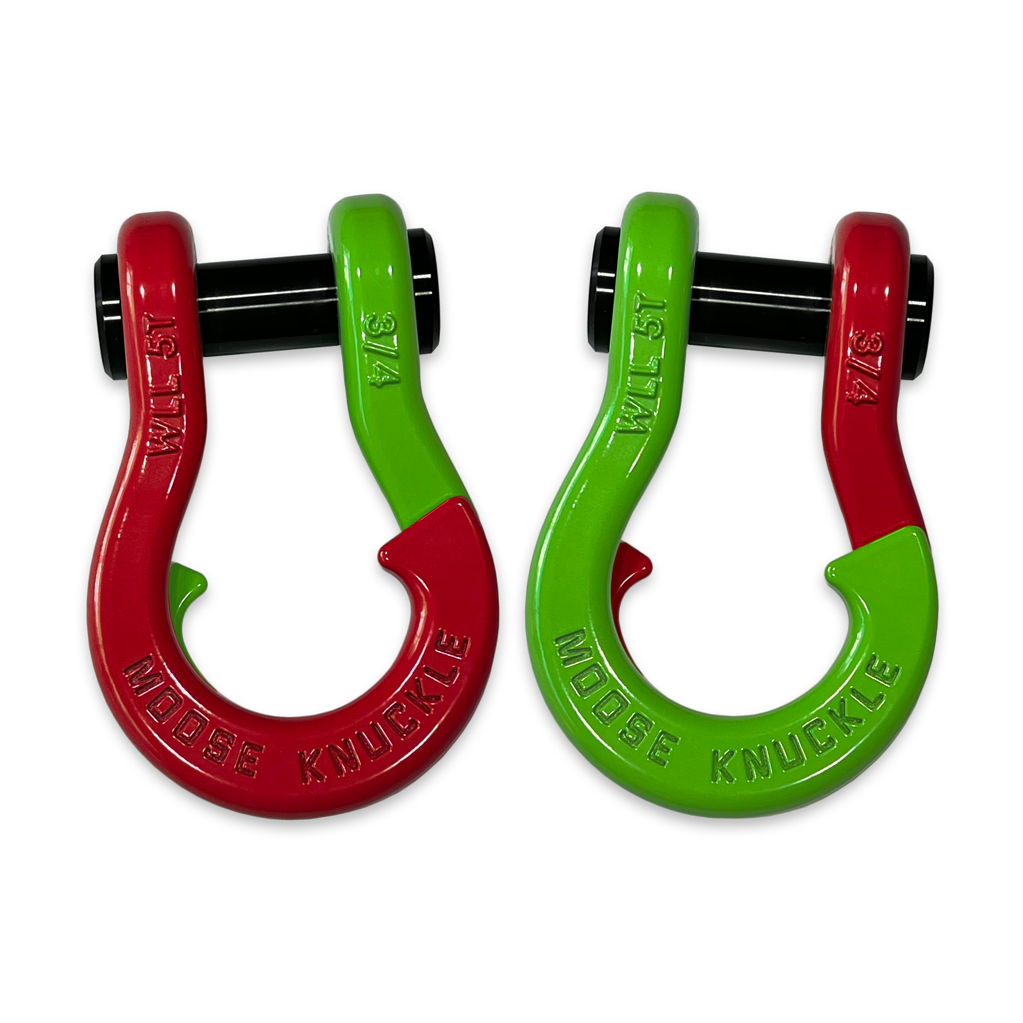 Moose Knuckle's Jowl Recovery Split Shackle 3/4 in Flame Red and Sublime Green Combo