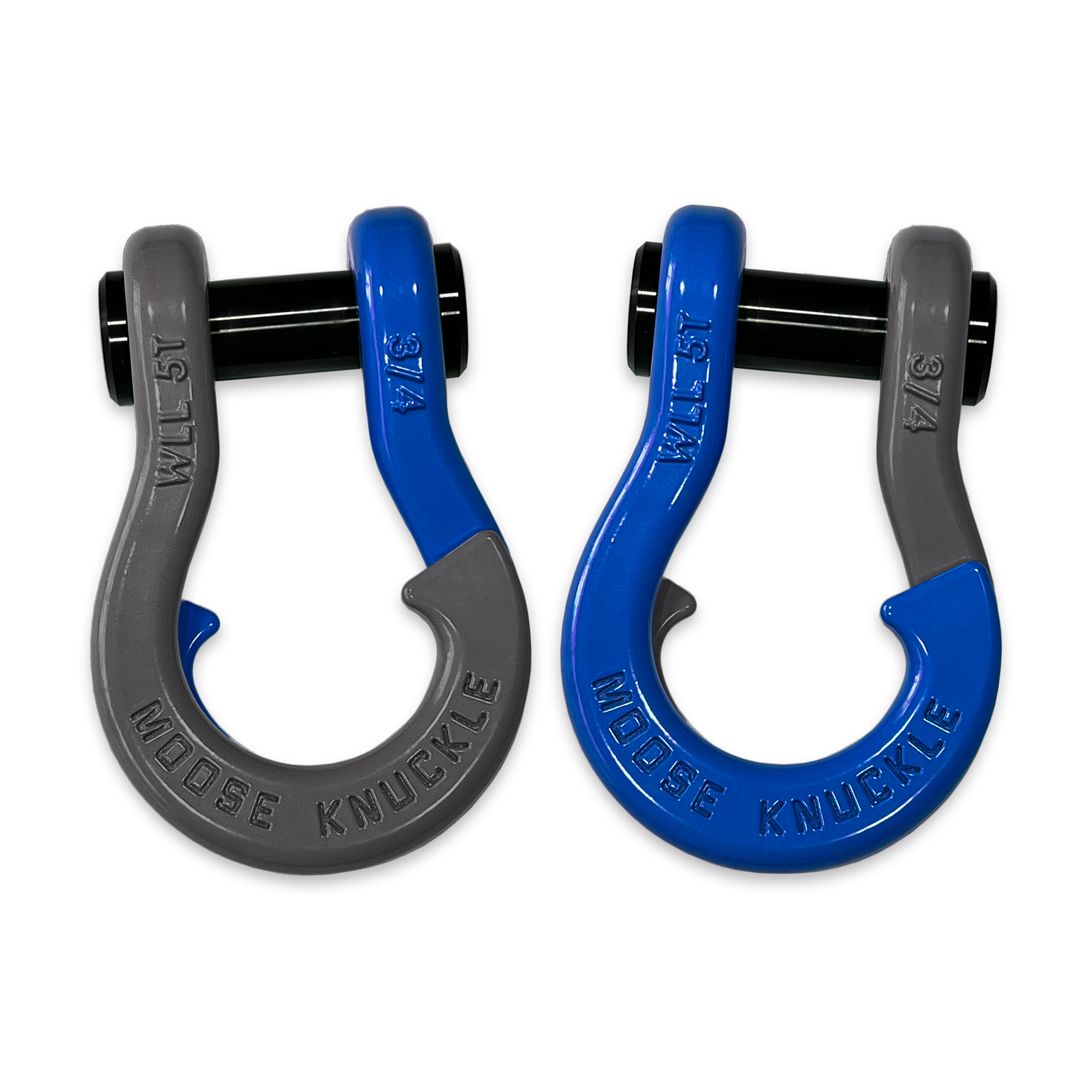 Moose Knuckle's Jowl Recovery Split Shackle 3/4 in Gun Gray and Blue Balls Combo