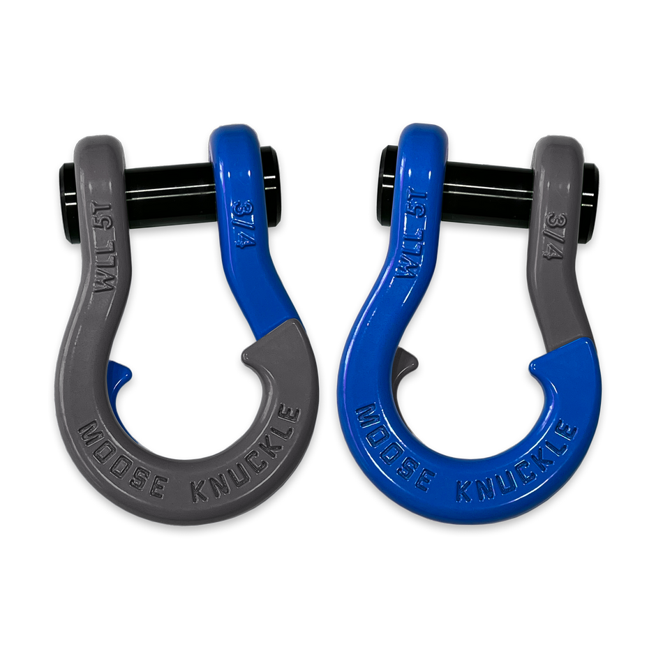 Moose Knuckle's Jowl Recovery Split Shackle 3/4 in Gun Gray and Blue Balls Combo