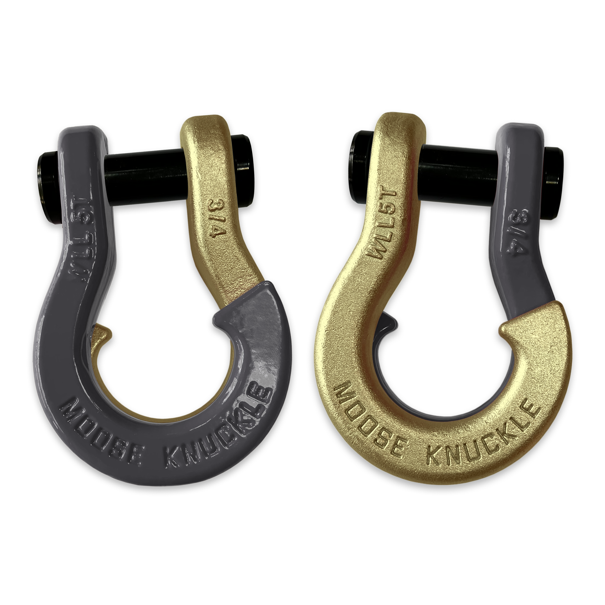 Moose Knuckle's Jowl Recovery Split Shackle 3/4 in Gun Gray and Brass Knuckle Combo