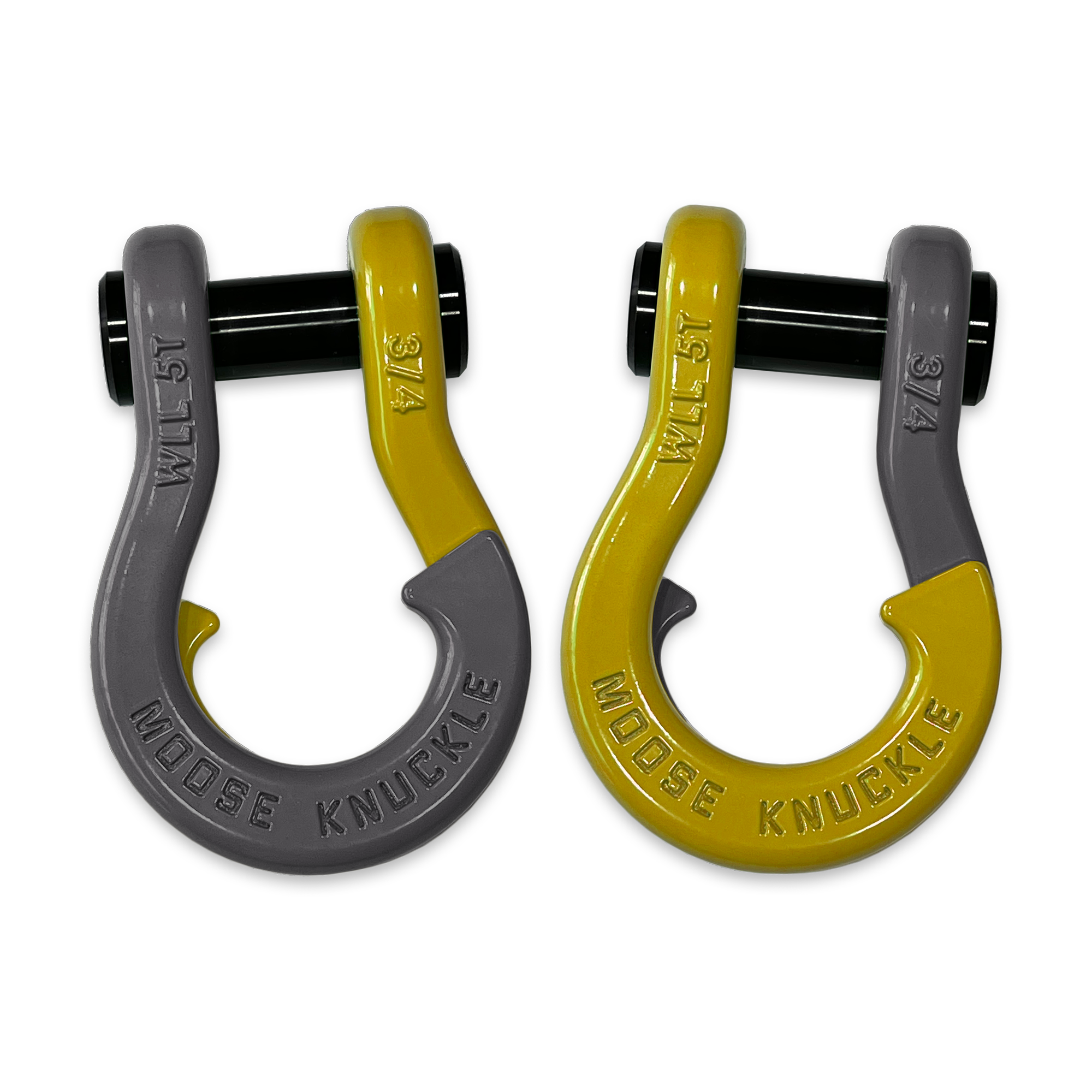 Moose Knuckle's Jowl Recovery Split Shackle 3/4 in Gun Gray and Detonator Yellow Combo
